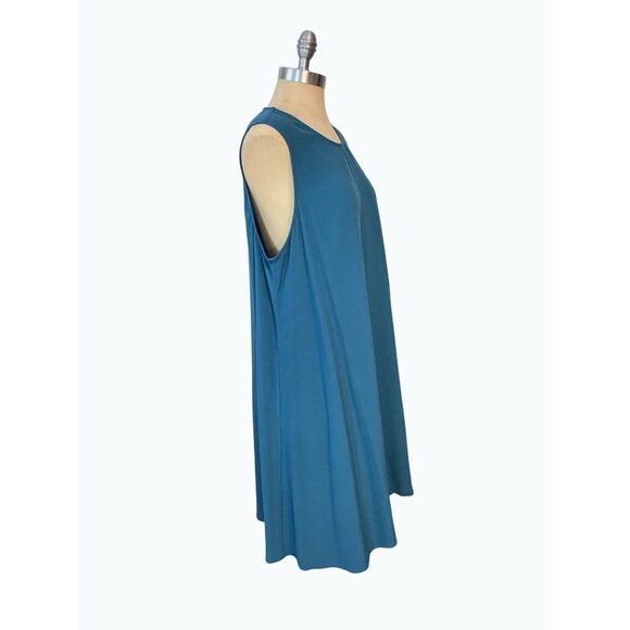 Eileen Fisher Bateau Neck Crepe Dress Large Jewel NWT - Picture 3 of 6